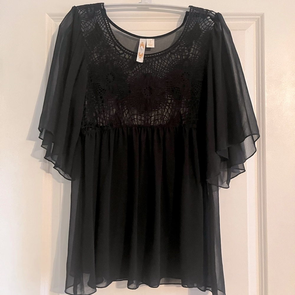 Francesca’s Sheer Babydoll Blouse